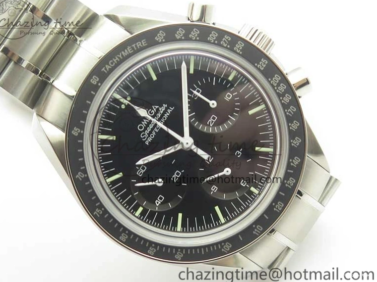 0114 Durable Speedmaster Professional SS OMF Best Edition Black Dial on SS Bracelet Manual Winding Chrono Movement 7995